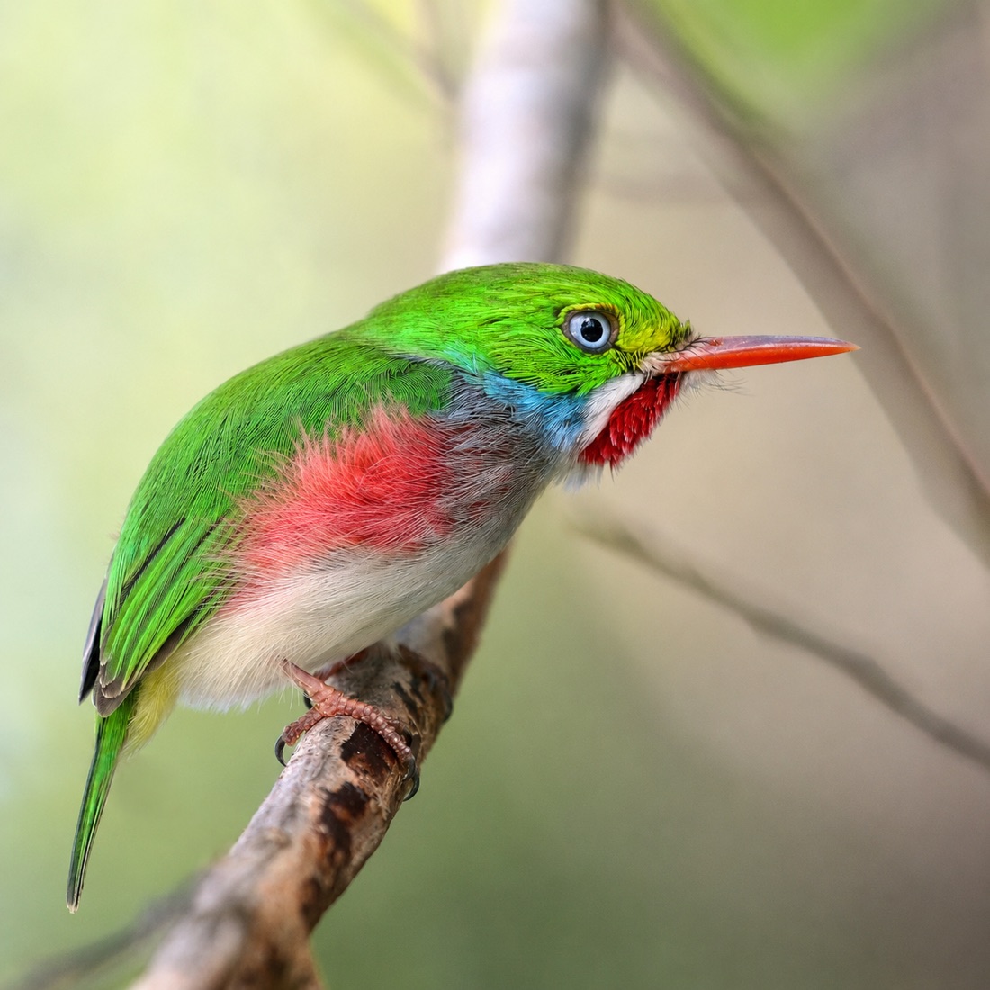 Cuban Tody, an endemic of Cuba, perched on a branch